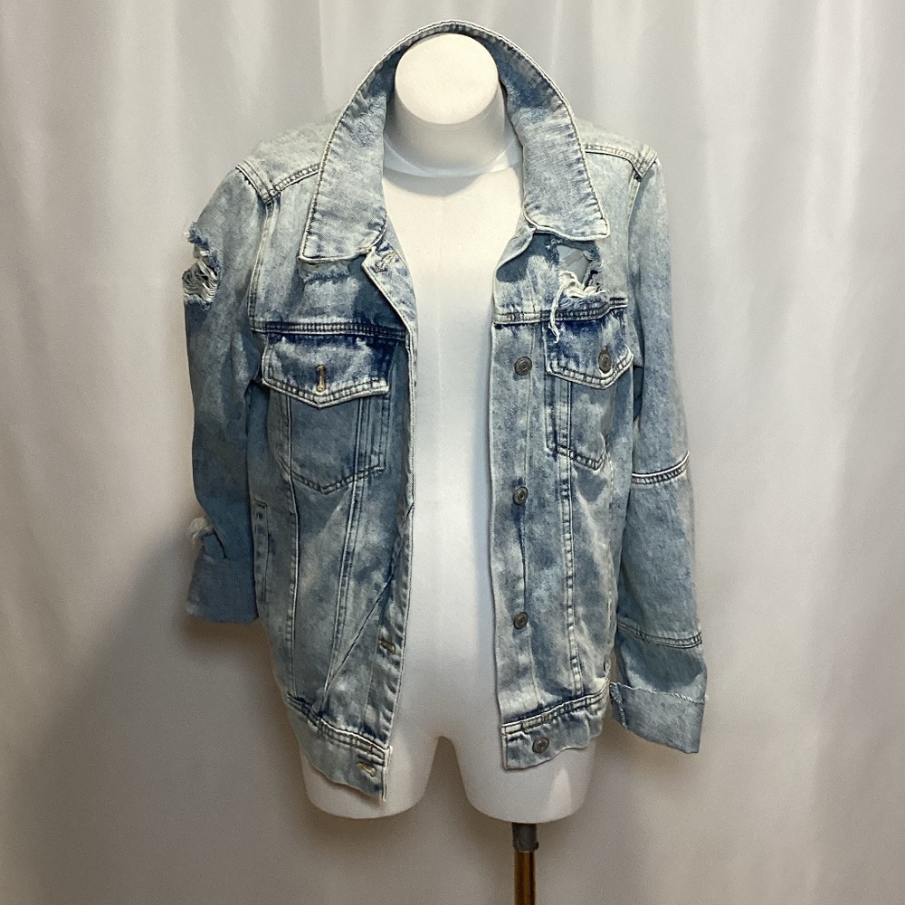 641. Free People Jean Jacket - Super Distressed - XL - NWOT - Picture 1 of 6